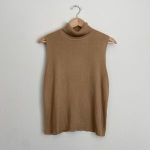 Sag Harbor Camel Ribbed Sleeveless Top